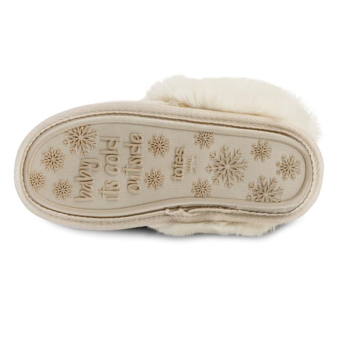 totes Ladies Textured Faux Fur Mule Slippers Cream Extra Image 6